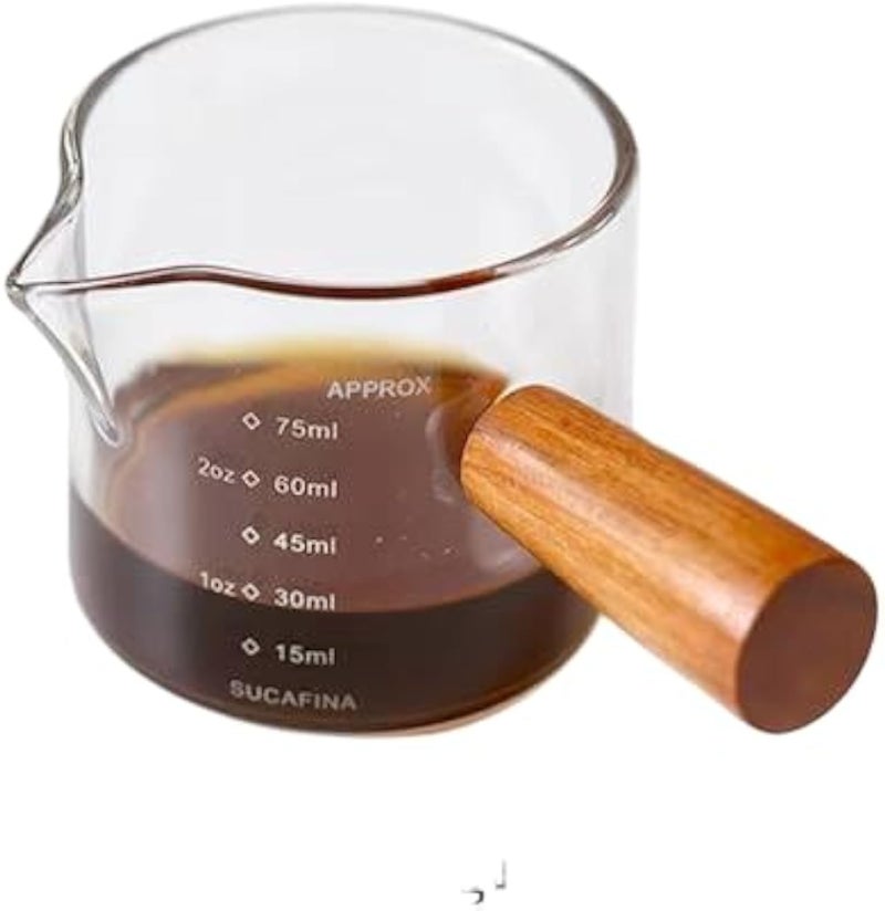 كوب قهوة إسبريسو حراري مقاوم للحرارة من بايركس، متوفر لدى نكست ستور، بمقبض خشبي أنيق للغاية، سعة 75 مل لتحضير قهوة مثالية.