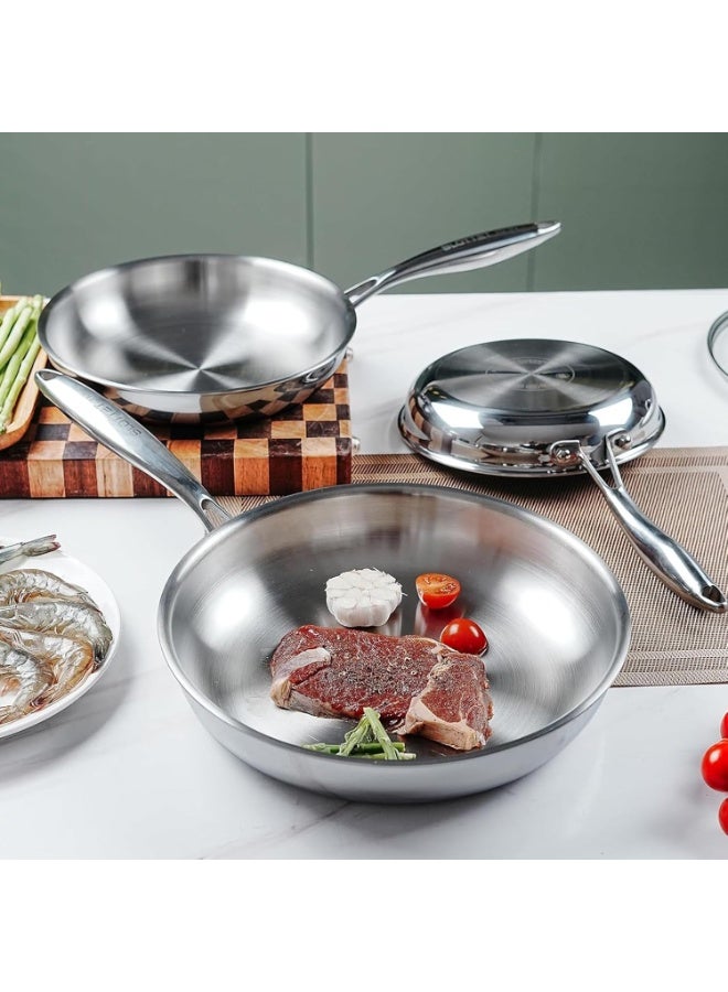 Relex Full Clad Tri Ply Stainless Steel Frying Pan, 30cm, All Stove Compatible Up to 600℉, Heavy Duty, Oven Safe, 18/10 Cooking Skillet, Chef's Omelette Pan - Image 5