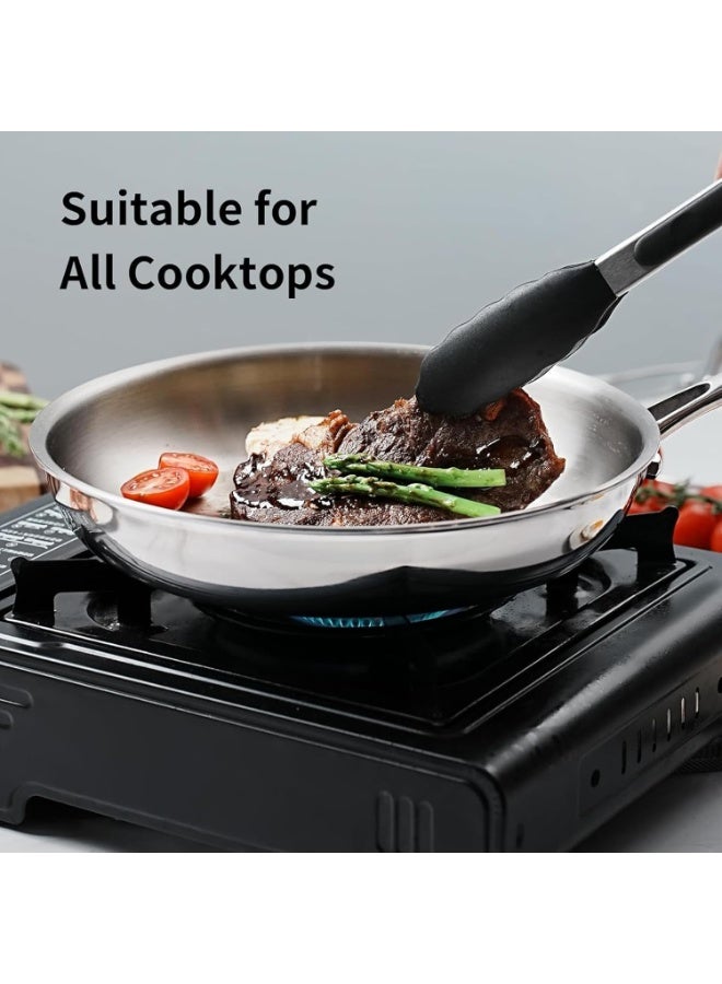 Relex Full Clad Tri Ply Stainless Steel Frying Pan, 30cm, All Stove Compatible Up to 600℉, Heavy Duty, Oven Safe, 18/10 Cooking Skillet, Chef's Omelette Pan - Image 3