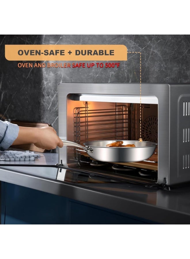 Relex Full Clad Tri Ply Stainless Steel Frying Pan, 30cm, All Stove Compatible Up to 600℉, Heavy Duty, Oven Safe, 18/10 Cooking Skillet, Chef's Omelette Pan - Image 4