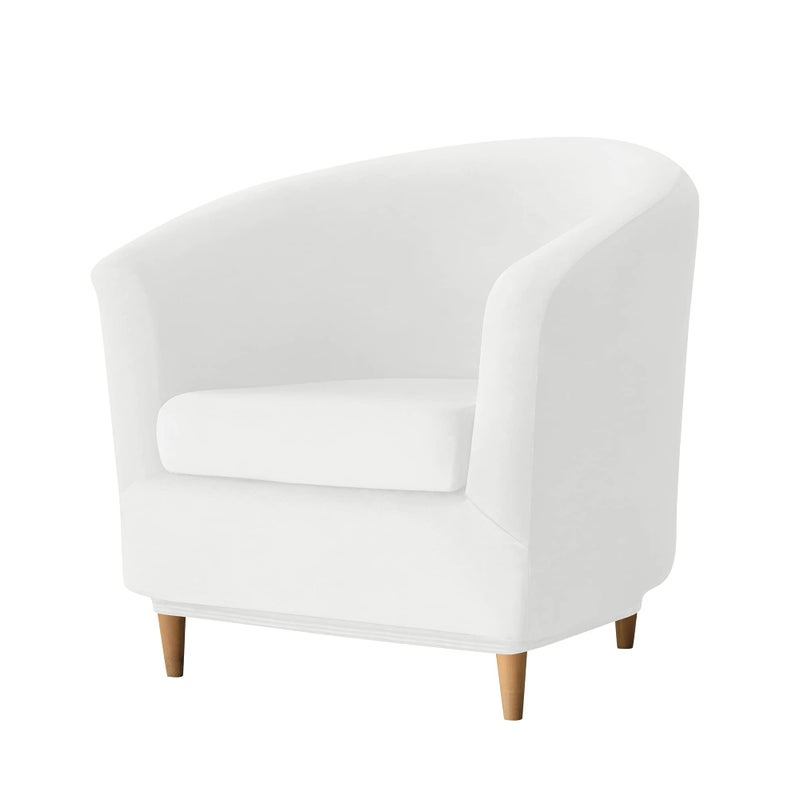 Deisy Dee 2 Piece Velvet Club Chair Slipcover Stretch Barrel Chair Covers Accent Chair Cover Removable Couch Furniture Protector Arm Chair Cover for Living Room (Off White) - Image 1