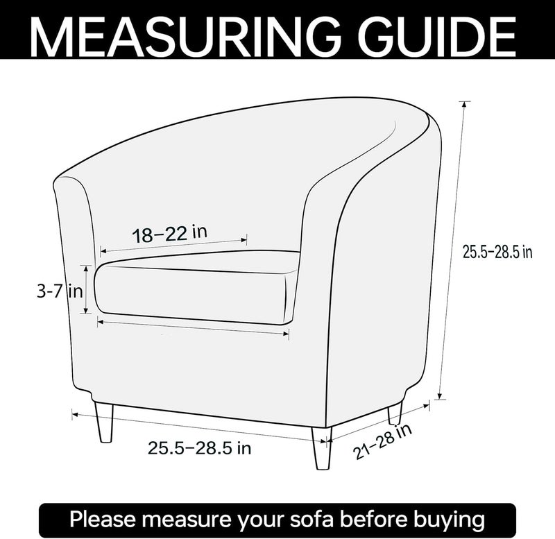 Deisy Dee 2 Piece Velvet Club Chair Slipcover Stretch Barrel Chair Covers Accent Chair Cover Removable Couch Furniture Protector Arm Chair Cover for Living Room (Off White) - Image 3