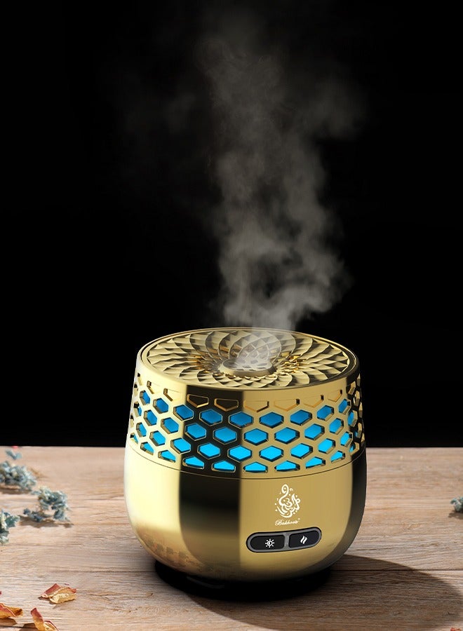 بخون بخرة إلكترونية مبخرة إلكترونية بتصميم جديد بسبعة ألوان مضيئة، آلة عطرية قابلة لإعادة الشحن مجموعة هدايا بخور عربية عالية الجودة USB - Image 1