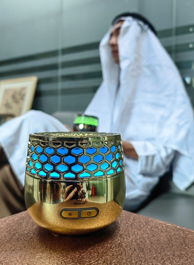 بخون بخرة إلكترونية مبخرة إلكترونية بتصميم جديد بسبعة ألوان مضيئة، آلة عطرية قابلة لإعادة الشحن مجموعة هدايا بخور عربية عالية الجودة USB - Image 2