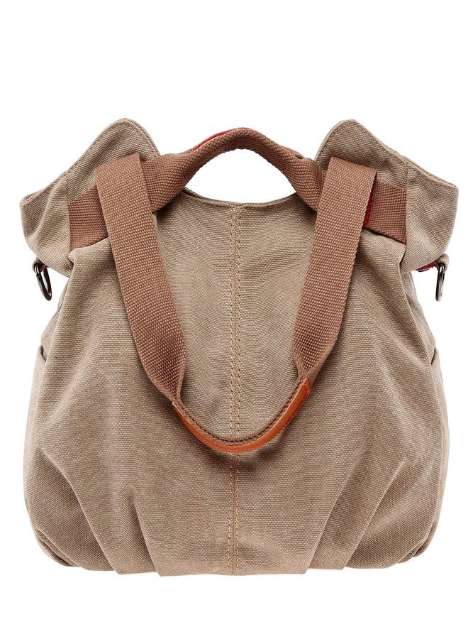 Women Ladies Bags Vintage Hobo Canvas Daily Purse Shoulder Tote Shopper Handbag (free size, Dark khaki)