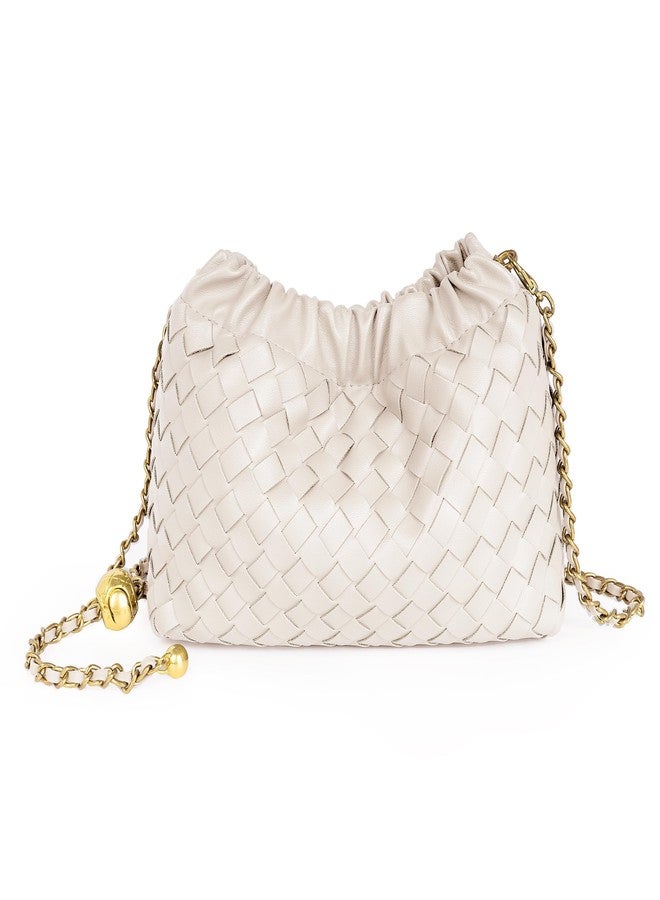 Joryin Woven Leather Small Crossbody Bag For Women - Trendy Dumpling Bag Ruched Clutch Purse For Women - Evening Hobo Bag Cloud Shoulder Bag - Image 1