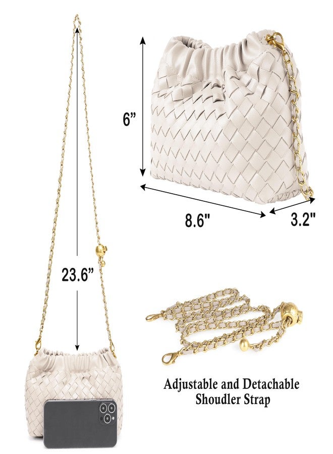 Joryin Woven Leather Small Crossbody Bag For Women - Trendy Dumpling Bag Ruched Clutch Purse For Women - Evening Hobo Bag Cloud Shoulder Bag - Image 5