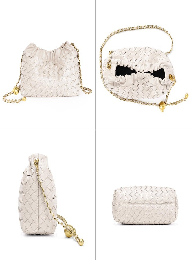 Joryin Woven Leather Small Crossbody Bag For Women - Trendy Dumpling Bag Ruched Clutch Purse For Women - Evening Hobo Bag Cloud Shoulder Bag - Image 4