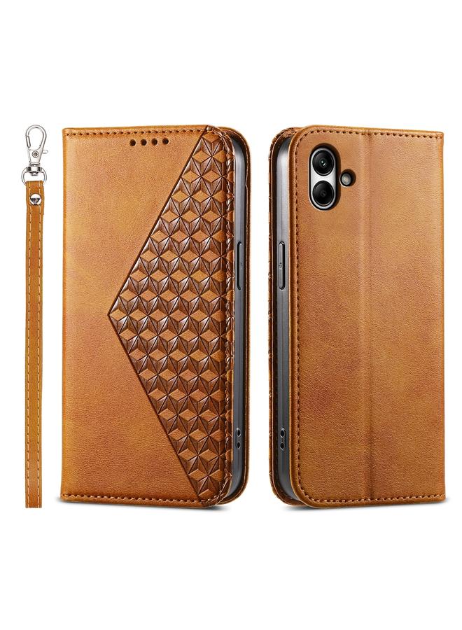 S-TOP Case For Samsung Galaxy A05 Cubic Grid Calf Texture Magnetic Leather Phone Case - Image 1