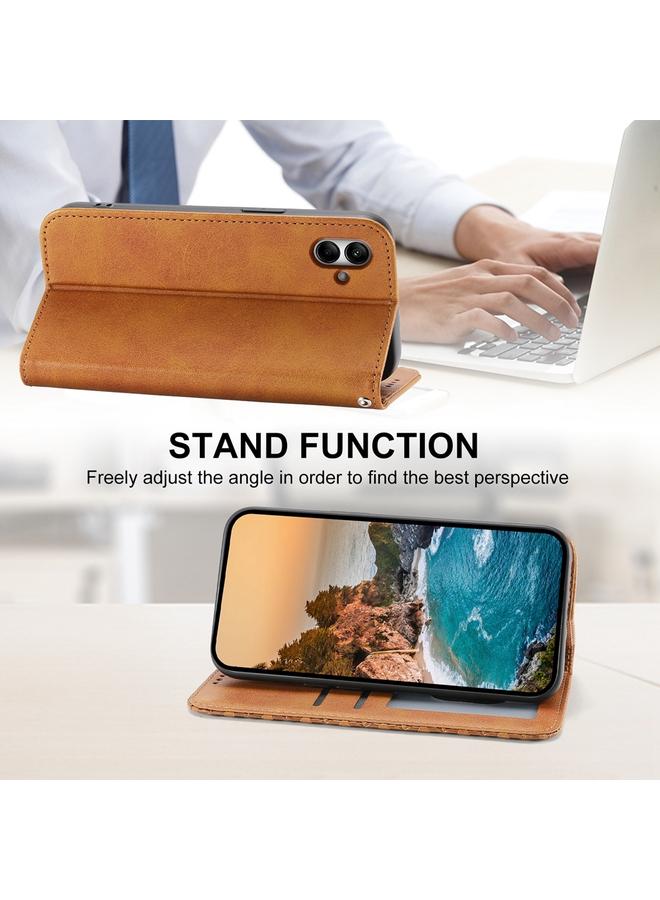 S-TOP Case For Samsung Galaxy A05 Cubic Grid Calf Texture Magnetic Leather Phone Case - Image 5