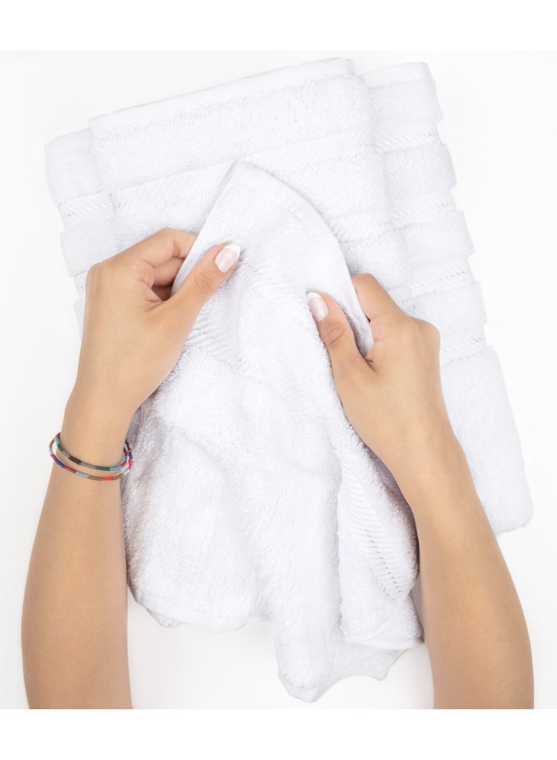 Towel Set Luxury Hotel Quality 600 GSM Genuine Combed Cotton, Super Soft & Absorbent Family Bath Towels 6 Piece Set -  2 Bath Towels, 2 Hand Towels, 2 Washcloths - Bright White