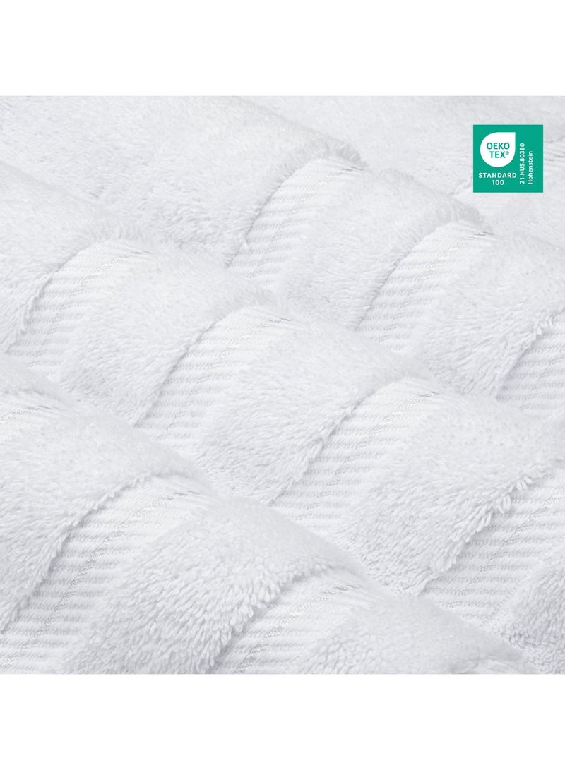 Safi Plus Towel Set Luxury Hotel Quality 600 GSM Genuine Combed Cotton, Super Soft & Absorbent Family Bath Towels 6 Piece Set -  2 Bath Towels, 2 Hand Towels, 2 Washcloths - Bright White - Image 4