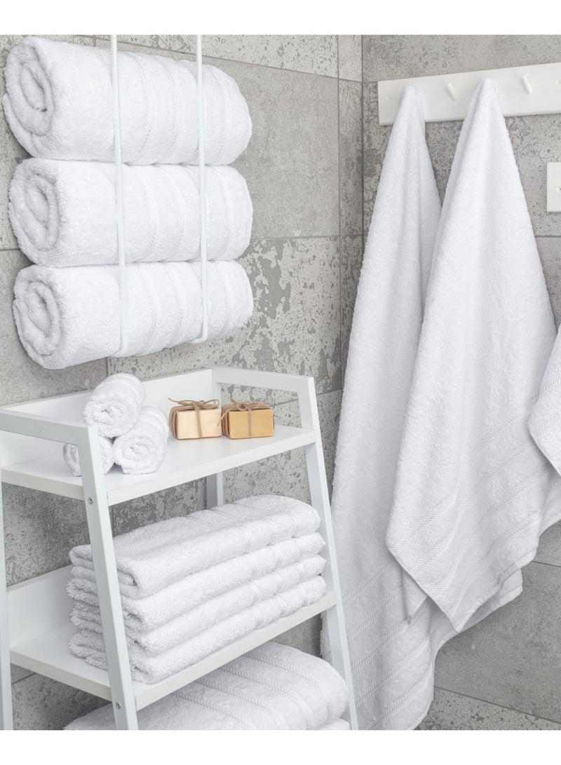 Safi Plus Towel Set Luxury Hotel Quality 600 GSM Genuine Combed Cotton, Super Soft & Absorbent Family Bath Towels 6 Piece Set -  2 Bath Towels, 2 Hand Towels, 2 Washcloths - Bright White - Image 3