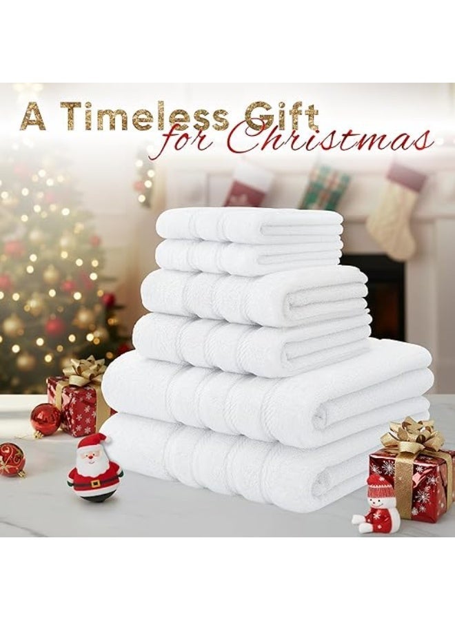 Safi Plus Towel Set Luxury Hotel Quality 600 GSM Genuine Combed Cotton, Super Soft & Absorbent Family Bath Towels 6 Piece Set -  2 Bath Towels, 2 Hand Towels, 2 Washcloths - Bright White - Image 2