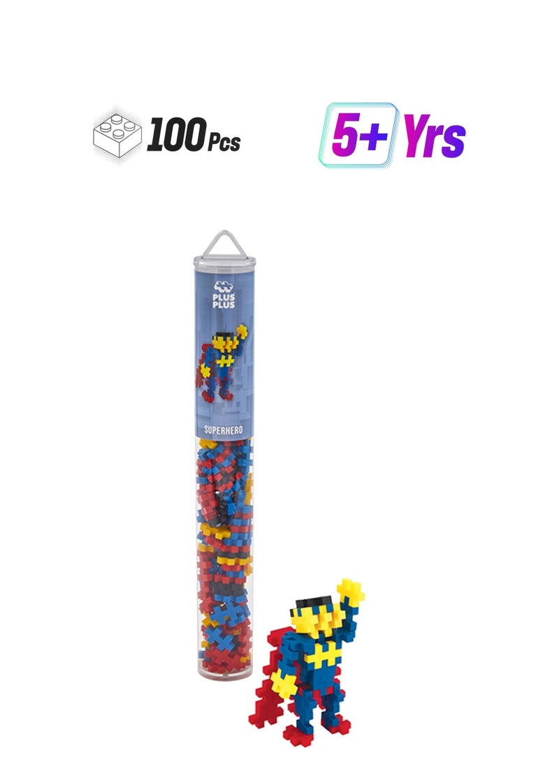 Plus-Plus Superhero 100 Pcs Tube Building Bricks, Mixed, Standard - Image 1