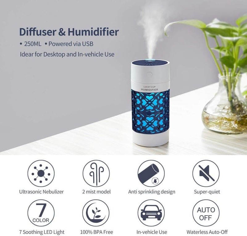 SXDHK Magic Cup Cool Mist Humidifiers Essential Oil Diffuser Aroma Air Humidifier with Led Night Light Colorful Change for Car Office Home Multicolor_Pack of 1 - Image 5