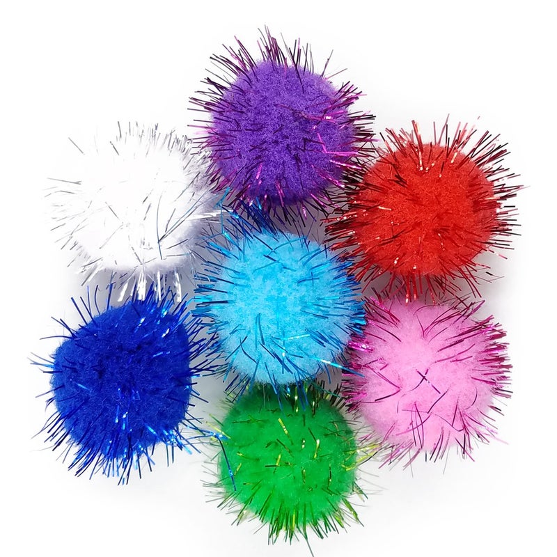 SamuRita Assorted Sparkle Glitter Pom Poms Balls for Arts Craft DIY Accessories118 Inch30mm 100 Pack