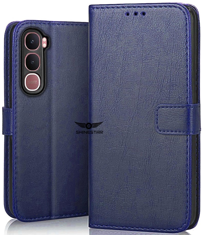SHINESTAR Vivo Y31 5G Flip Back Cover | PU Leather Flip Cover Wallet Case with TPU Silicone Case Back Cover for Vivo Y31 5G - Ultimate Blue - Image 1
