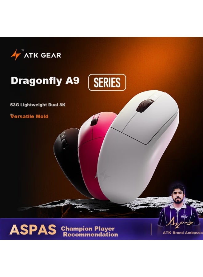 Atk Dragonfly A9 Wireless Gaming Mouse Esports Office Mouse Wired/bluetooth/2.4g/star Flash Three-mode Connection Lightweight Symmetrical Minimalist Ergonomic A9 Plus White - Image 1