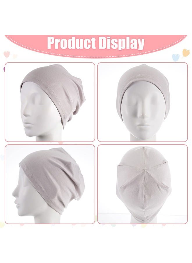 Zhanmai 4 Pieces Fiber Sleep Cap Multifunctional Skull Caps Headwear Frizzy Hair Sleep Hat Breathable Hair Sleeping Cap Helmet Liner Hard Hat Beanie Cap for Women Black - Image 5