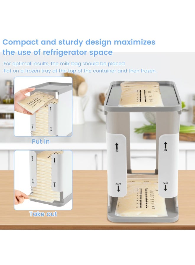 يونيكبيبي حاوية تخزين حليب الأم، سعة كبيرة 1700 مل، صندوق تخزين حليب قابل لإعادة الاستخدام مع صينية، مقاوم للصدأ، منظم للثلاجة، نظام الدخول أولاً الخروج أولاً - Image 5