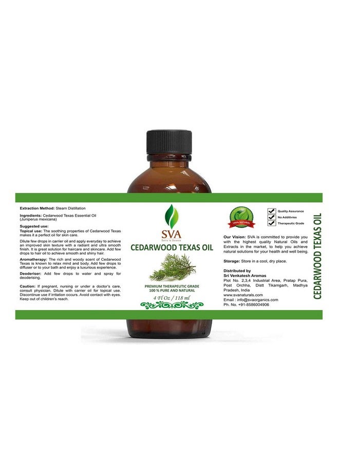 SVA Organics Cedarwood Texas Essential Oil 4 Oz(118 Ml) 100% Pure Therapeutic Grade By Sva Organics  - Image 4