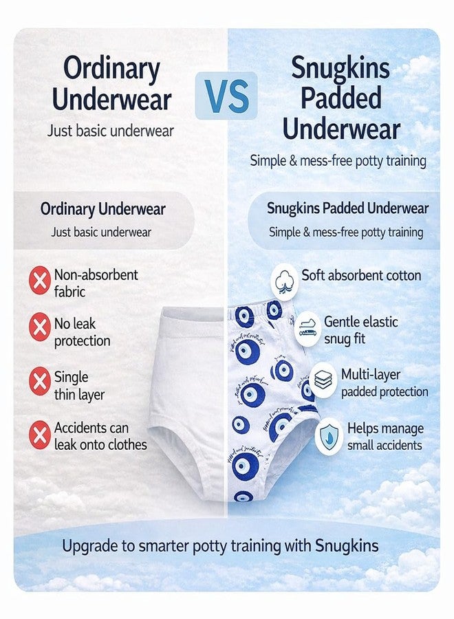 Snugkins Padded Underwear for Big Kids 7-8 years with 4 Layers of Cotton Padding Potty Training Pull Up Pant & Diaper-Free Time Pack-3 - Image 3