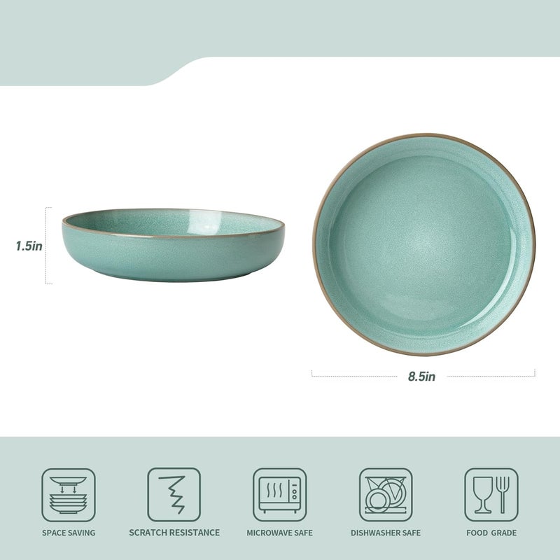 Famiware طقم أطباق باستا فامي وير ناتشر 4 قطع 85 بوصة أطباق سلطة أطباق تقديم للمطبخ آمنة في غسالة الصحون والميكروويف فيردور - Image 4