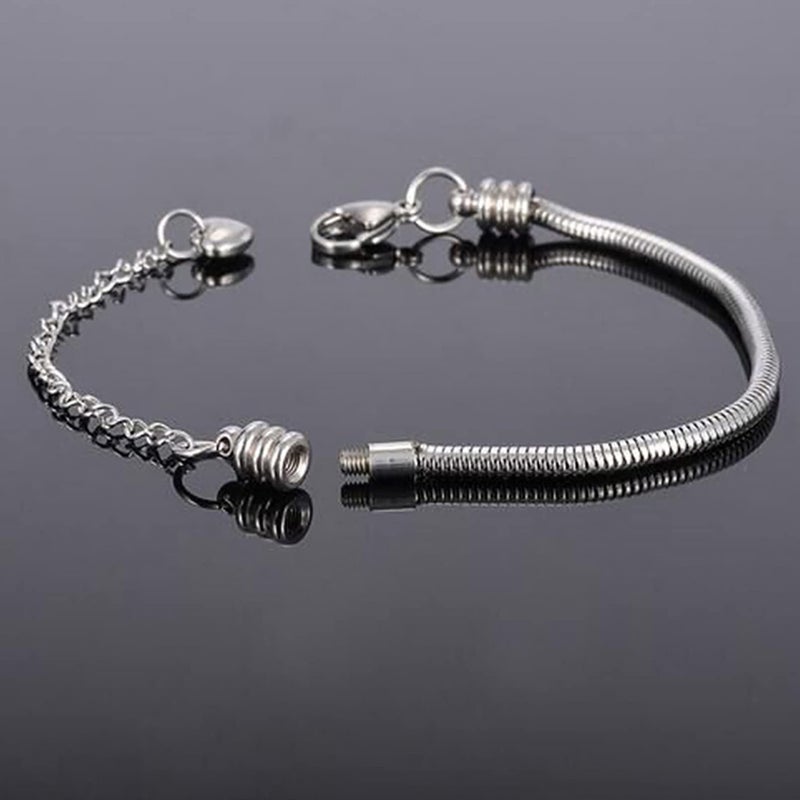 TGLS Women European Charm Bracelet Stainless Steel 7" Snake Chain Bracelet Fits Charms Bead - Image 3