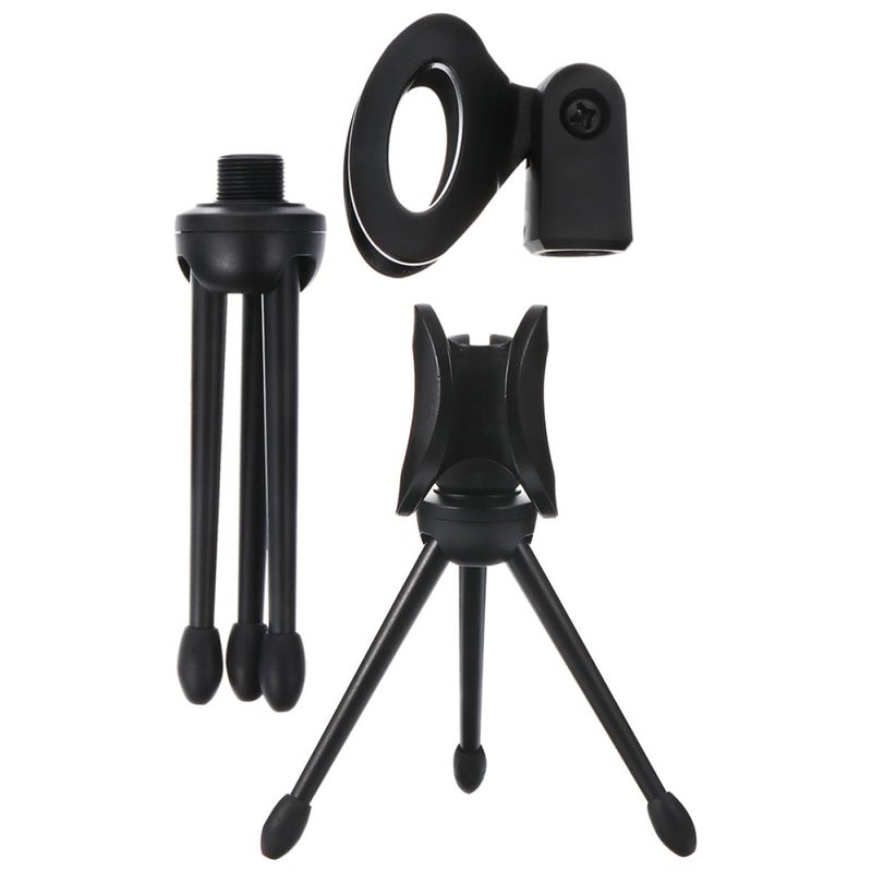 Black Plastic Microphone Tripod Stand Desktop Mic Support Bracket Portable Audio Accessory - Image 2