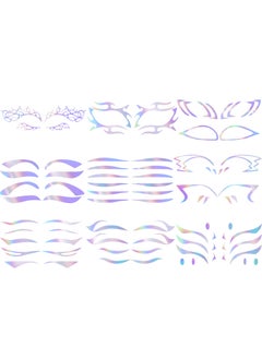 ANCIRS ANCIRS 9 Pack Holographic Stickers for Eye Makeup, Temporary Crystal Face Tattoo Eyebrow Stickers for Halloween Carnival Party Cosplay Music Festival Decoration 