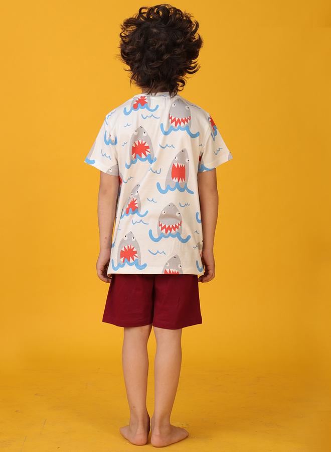 Anthrilo All-Over Shark Print Short Sleeve T-Shirt and Shorts Set - Image 4
