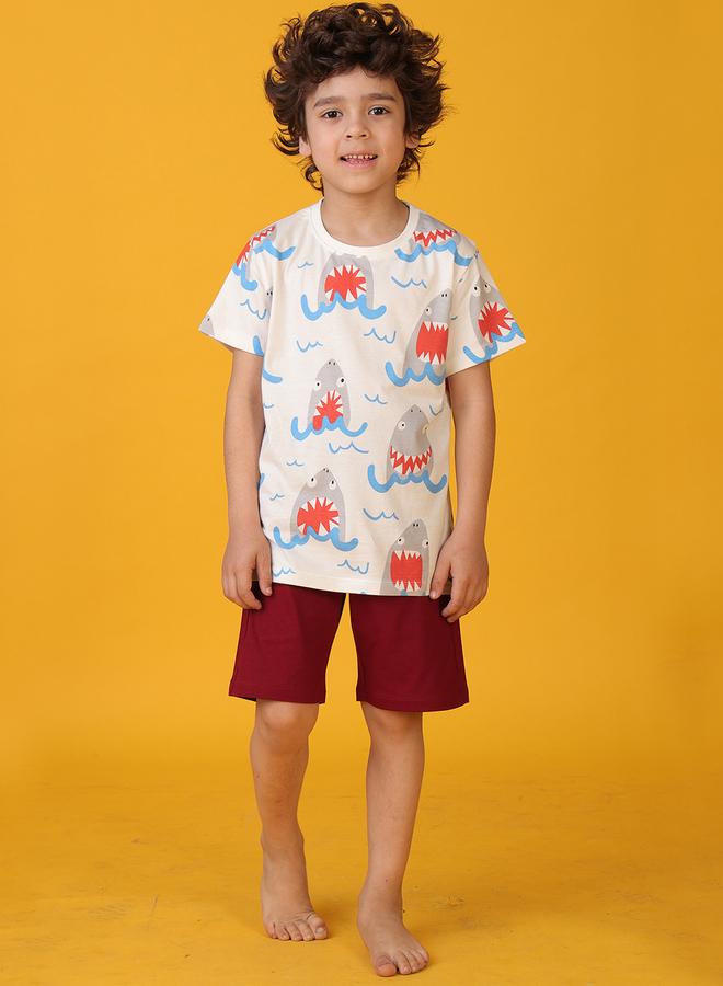Anthrilo All-Over Shark Print Short Sleeve T-Shirt and Shorts Set - Image 2
