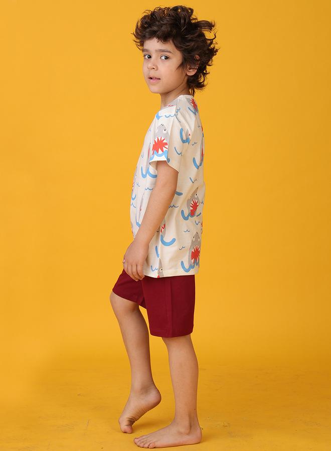 Anthrilo All-Over Shark Print Short Sleeve T-Shirt and Shorts Set - Image 1