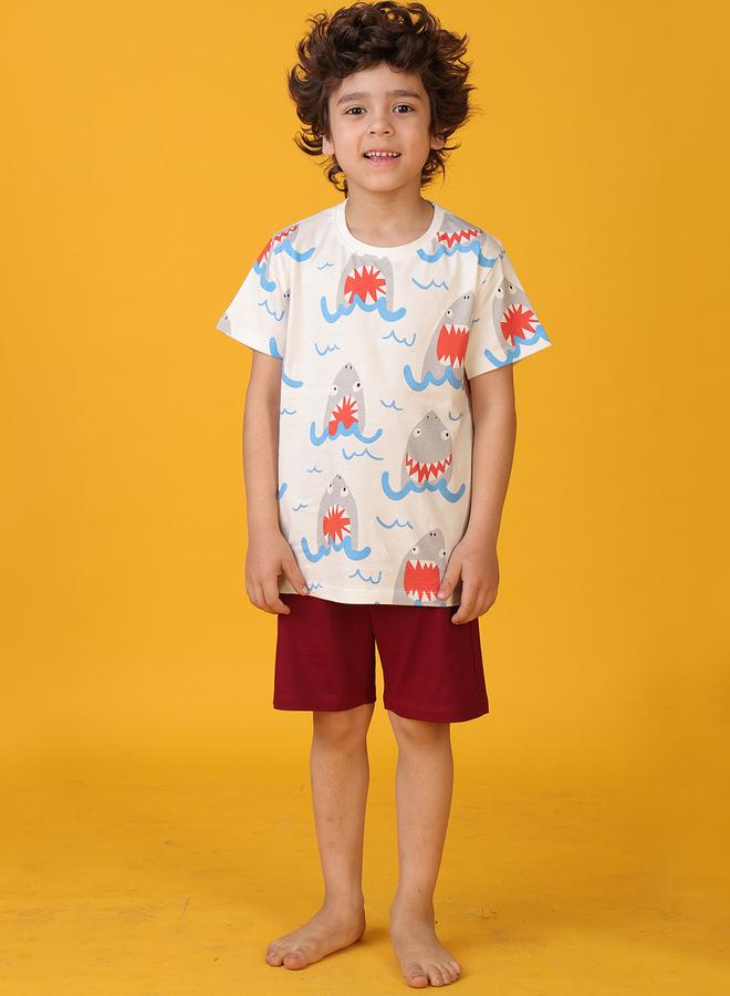 Anthrilo All-Over Shark Print Short Sleeve T-Shirt and Shorts Set - Image 3