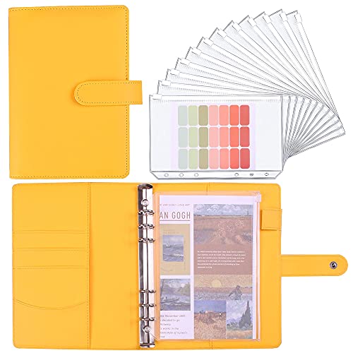 LXWHYP Money Saving Binder, Savings Challenges Book with for Cash Envelopes, 12pcs Zipper Envelopes A5 Budget Binder, Budget Planner for Managing Budgets and Saving Money (Yellow-9.2IN) - Image 1