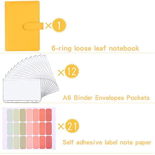 LXWHYP Money Saving Binder, Savings Challenges Book with for Cash Envelopes, 12pcs Zipper Envelopes A5 Budget Binder, Budget Planner for Managing Budgets and Saving Money (Yellow-9.2IN) - Image 3
