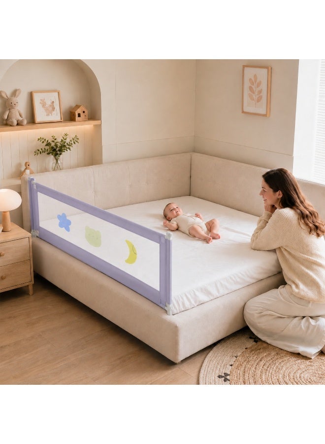 UREVO Bed Rail for Toddlers 1.5m, Baby Bed Rail Guard Infants Safety Bed Guardrail Adjustable Height, Upgraded seamless reinforced safety fence protector baby crib rail guardrail - Image 1