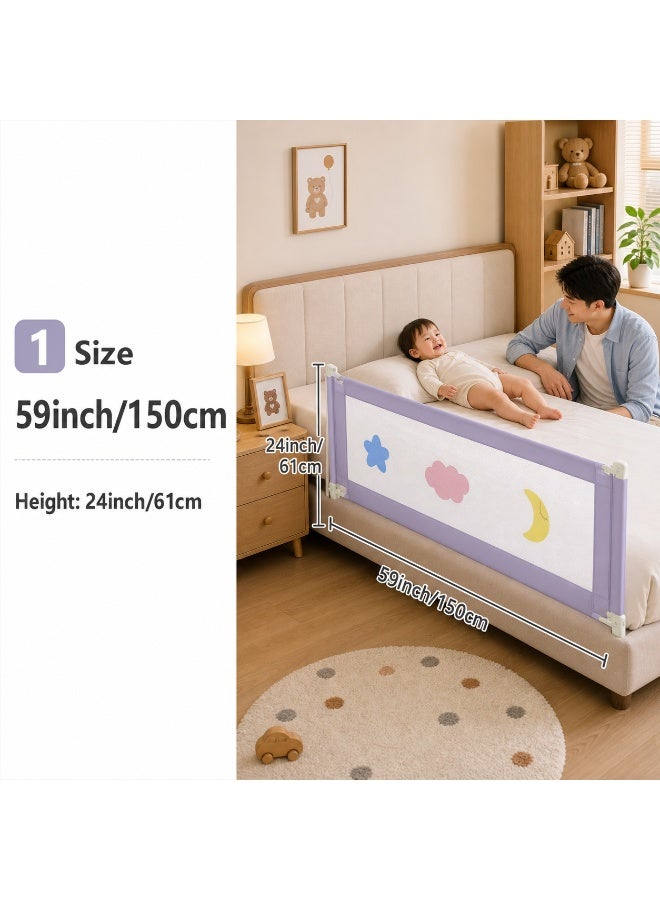 UREVO Bed Rail for Toddlers 1.5m, Baby Bed Rail Guard Infants Safety Bed Guardrail Adjustable Height, Upgraded seamless reinforced safety fence protector baby crib rail guardrail - Image 2