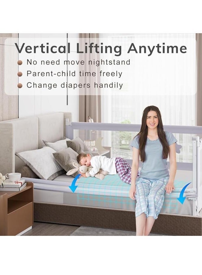 UREVO Bed Rail for Toddlers 1.5m, Baby Bed Rail Guard Infants Safety Bed Guardrail Adjustable Height, Upgraded seamless reinforced safety fence protector baby crib rail guardrail - Image 4
