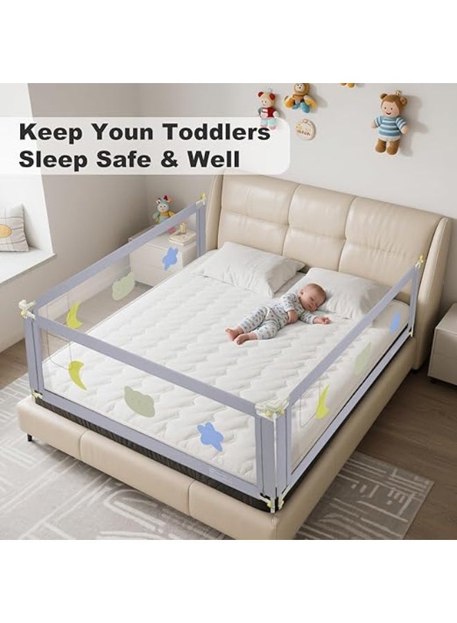 UREVO Bed Rail for Toddlers 1.5m, Baby Bed Rail Guard Infants Safety Bed Guardrail Adjustable Height, Upgraded seamless reinforced safety fence protector baby crib rail guardrail - Image 5