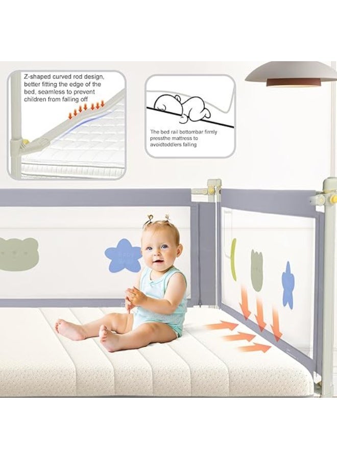 UREVO Bed Rail for Toddlers 1.5m, Baby Bed Rail Guard Infants Safety Bed Guardrail Adjustable Height, Upgraded seamless reinforced safety fence protector baby crib rail guardrail - Image 3
