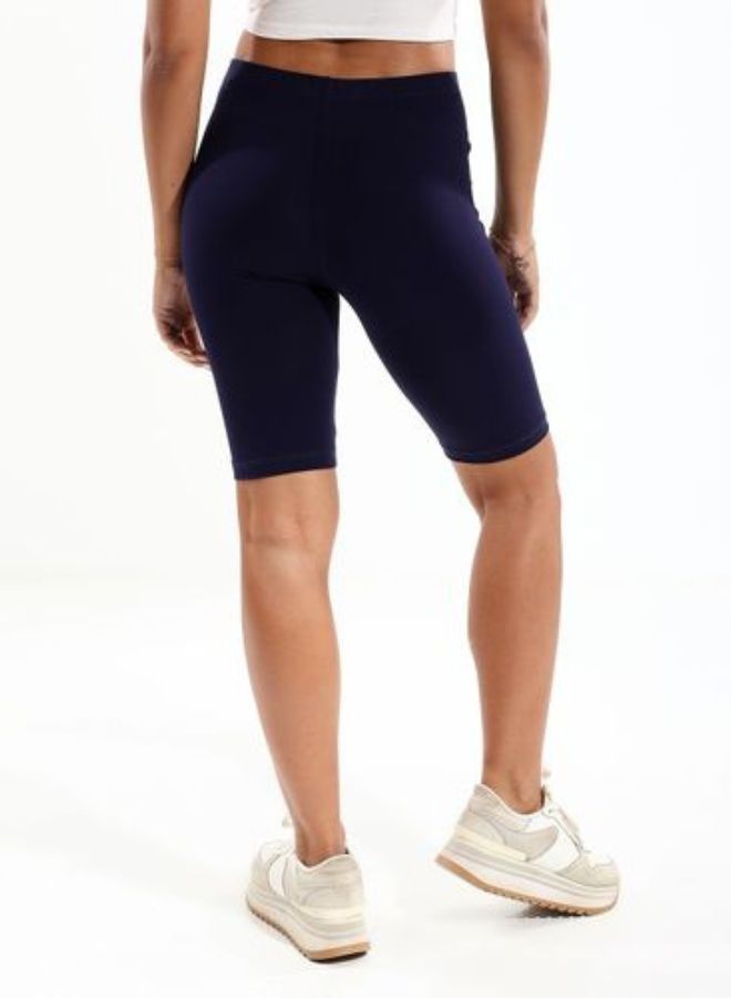 Carina Lycra shorts with elastic above the knee and a mid-rise waist, blue navy colour - Image 3