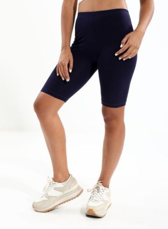 Carina Lycra shorts with elastic above the knee and a mid-rise waist, blue navy colour - Image 1