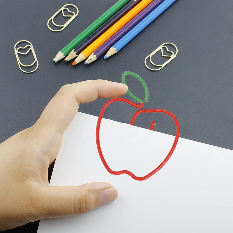100pcs Cute Paper Clips Rust Proof Plating Prevent Slip Decorative Fruit Shape Paperclips for Document Drawing Paper - Image 3