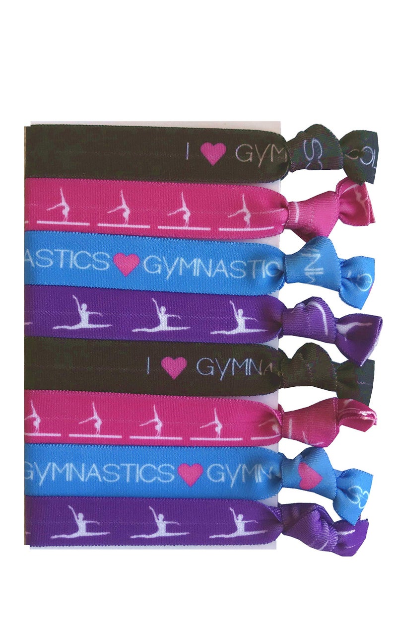 Sportigift 8 Piece Gymnastics Hair Elastics Gifts for Gymnasts Women Girls Coaches Classes Equipment for Kids