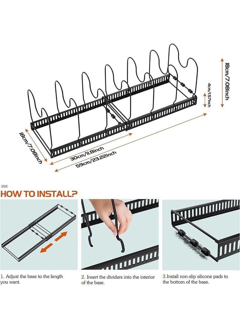 بلومنغ تايم منظم رف غطاء وعاء الطهي، حامل مطبخ قابل للتعديل من الفولاذ المقاوم للصدأ بـ 7 طبقات - Image 3