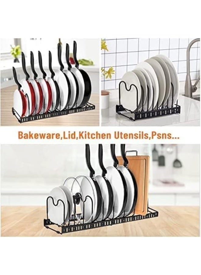 بلومنغ تايم منظم رف غطاء وعاء الطهي، حامل مطبخ قابل للتعديل من الفولاذ المقاوم للصدأ بـ 7 طبقات - Image 4