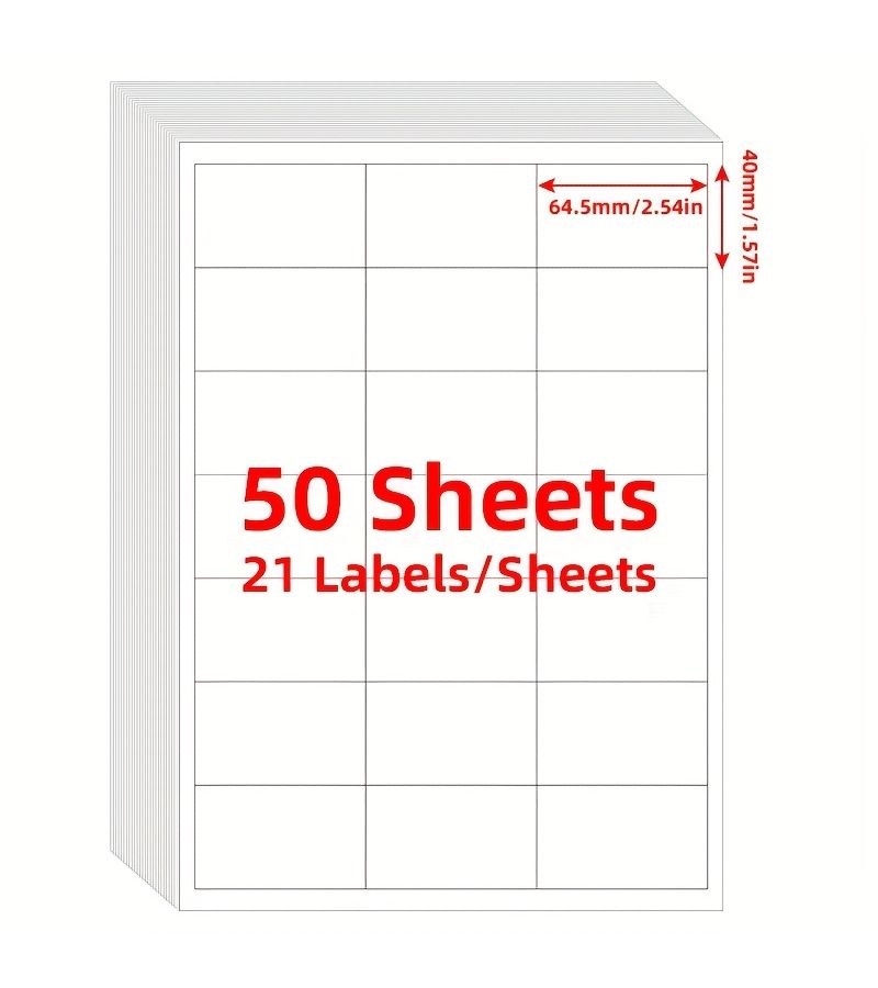50 Sheets A4 Self Adhesive Labels 21 Labels Per Sheet for Mailing Address and Office Use - Image 2