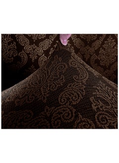 Fabienne 6-Piece Woven Jacquard Stretch Fit Dining Chair Covers Set Chocolate Brown  - Image 3